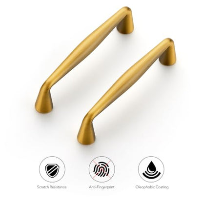 Ravinte Brushed Brass Cabinet Handles Solid Handles,3-1/2 Inch,10 Pack - color: Brushed Brass, size: 3-1/2 Inches Hole Center