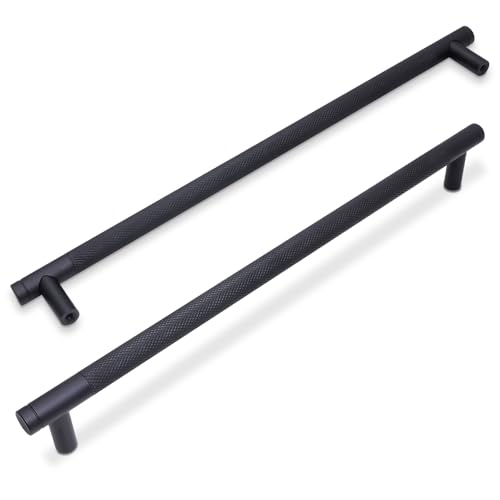 30 Pack 10 Inch Matte Black Kitchen Cabinet Handles Knurled Cabinet Pulls Black Drawer Pulls Kitchen Hardware - color: Matte Black, size: 10'' Hole Center(256mm)
