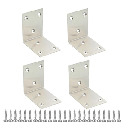 Alise 4Pcs Stainless Steel L Brackets Heavy Duty for Wood Furniture,Brushed - color: Brushed Nickel, size: 65x65MM
