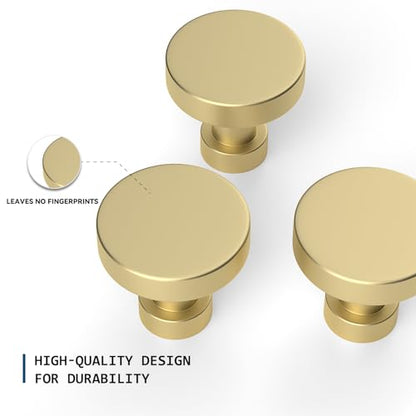 20 Pack Gold Cabinet Knobs and Pulls - Round Drawer Knobs, Brushed Brass for Kitchen Cabinets - color: Brushed Brass, size: 20 Pack