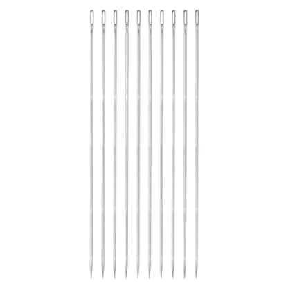 HARFINGTON 10pcs 10 Inch Upholstery Needles Large Eye Stitching Needles Stainless Steel Straight Hand Sewing Needles for Home Hand Sewing Leather Tapestry Embroidery Tufting Webbing Carpet - size: 10 Inch