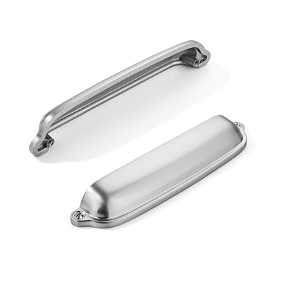 khtumeware 10 Pack Brushed Nickel Cup Pulls 5 Inch Center to Center - Cabinet & Drawer Handles for Kitchen Hardware - color: Brushed Nickel, size: 5"(128mm) Hole Center