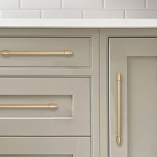 khtumeware 3 inch 5 Pack Brushed Brass Cabinet pulls Zinc Alloy Modern and Simple Cabinet Handle Suitable for Custom Whole-House Furniture (Kitchen/Bathroom/Bedroom). - color: Brushed Brass, size: 3 Inch