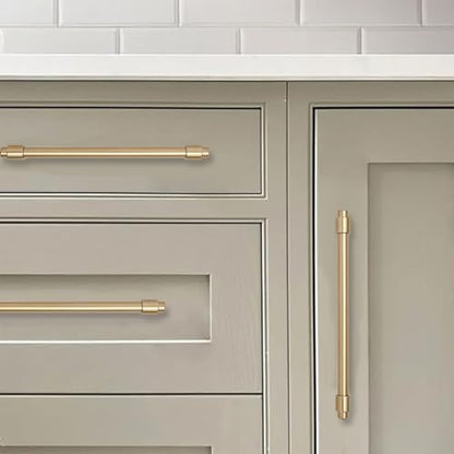khtumeware 4 inch 5 Pack Brushed Brass Cabinet pulls Zinc Alloy Modern and Simple Cabinet Handle Suitable for Custom Whole-House Furniture (Kitchen/Bathroom/Bedroom). - color: Brushed Brass, size: 4 Inch