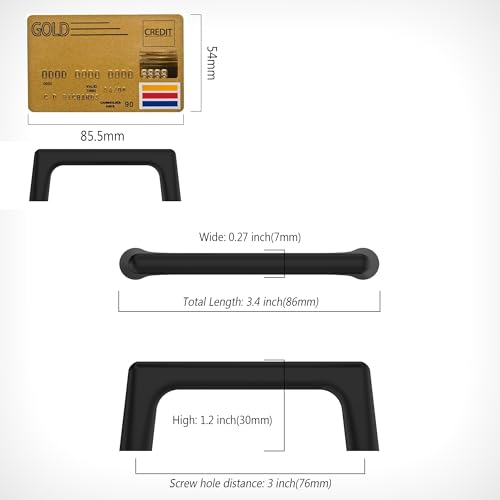 Amerdeco 10 Pack Matte Black Cabinet Pulls 3" - color: Matte Black, size: 3" hole center