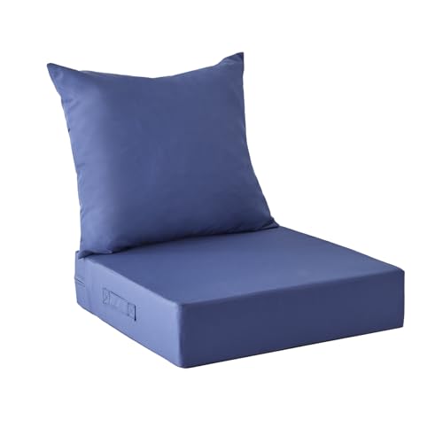 IPYNBAP Outdoor Cushions for Patio Furniture,Outdoor Seat Cushion Set 24 x 24 x 4 Inch,Waterproof & Fade Resistant Outdoor Chair Cushions,Deep Patio Chair Cushion with Removable Cover,Navy Blue - color: Navy Blue, size: 24*24+4/25*22.5"
