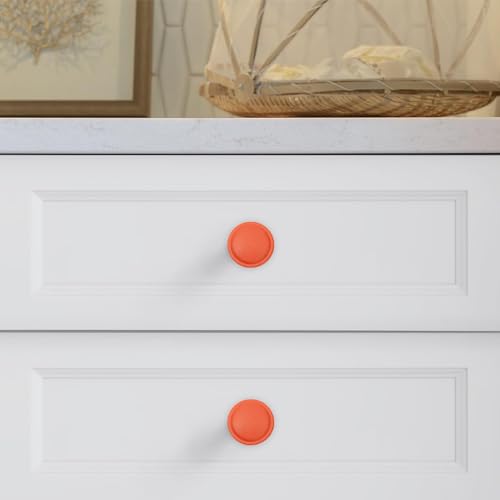 Soft-Touch Orange Solid Zinc Alloy Cabinet Knob 4 Pack Round Knurled Cabinet Handle Hardware Drawer Pulls (4, Soft-Touch Orange) - color: Soft-Touch Orange