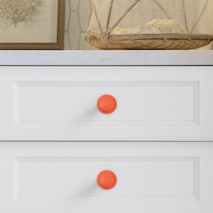 Soft-Touch Orange Solid Zinc Alloy Cabinet Knob 4 Pack Round Knurled Cabinet Handle Hardware Drawer Pulls (4, Soft-Touch Orange) - color: Soft-Touch Orange