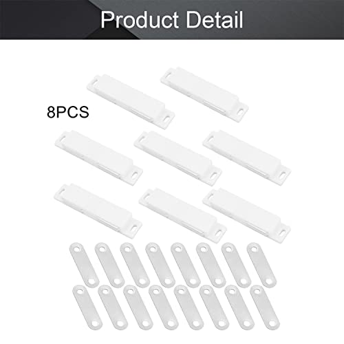 8Pcs Double Magnetic Door Catch for Cabinets, 3.74" Long Plastic Latches