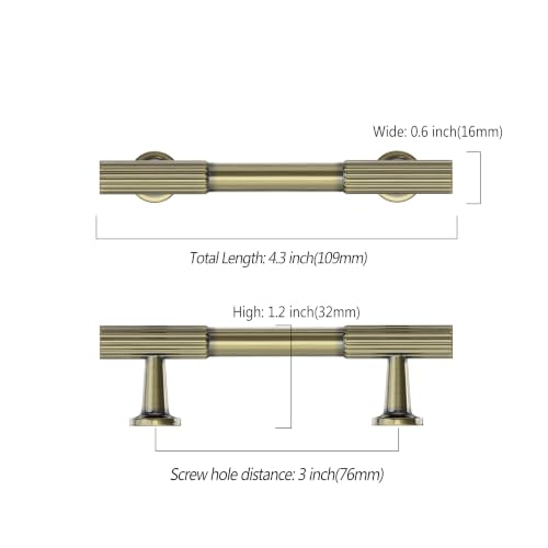 Asidrama 10 Pack 3 inch Brushed Antique Bronze Kitchen Cabinet Handles - color: Brushed Antique Bronze, size: 3" Hole Center