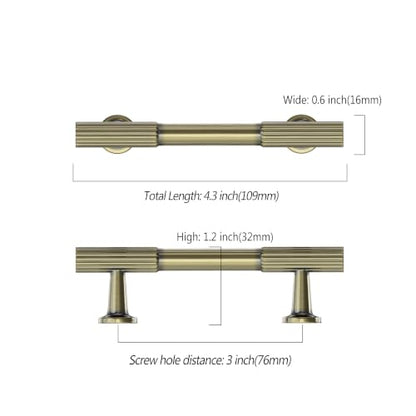 Asidrama 10 Pack 3 inch Brushed Antique Bronze Kitchen Cabinet Handles - color: Brushed Antique Bronze, size: 3" Hole Center