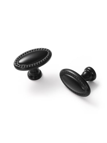 5 Pack Black Cabinet Knobs Matte Black Drawer Pulls Kitchen Cupboard Dresser Cabinet Hardware Handles Zinc Alloy - color: Black