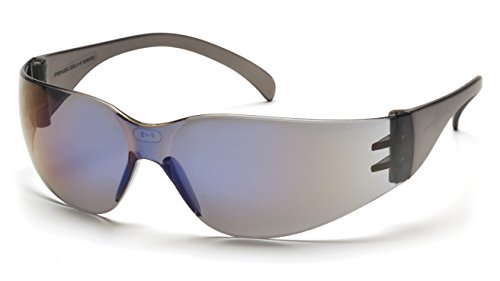 Pyramex Intruder Safety Eyewear Clear Frame Full Foam Padding Clear Anti-Fog Lens - color: Blue Mirror Lens/Blue Mirror Frame, style: Standard
