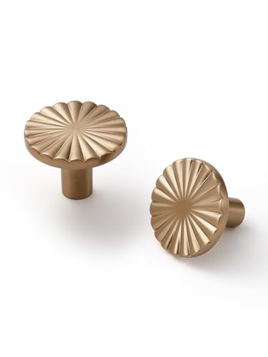 10 Pack Champagne Bronze Cabinet Knobs Flat Drawer Pulls Kitchen Cupboard Bathroom Dresser Cabinet Hardware Handles Zinc Alloy - color: Champagne Bronze, size: Knob