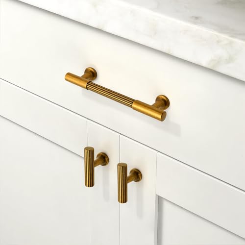 10 Pack Antique Brass Cabinet Pulls 4 Inch(102mm) Kitchen Cabinet Handles Cabinet Hardware for Drawer Pulls - color: Antique Brass, size: 4" Hole Center