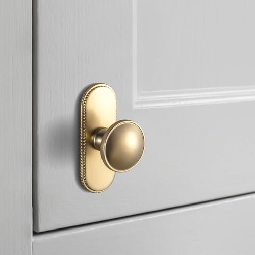 6Pack Champagne Bronze Cabinet Knobs with Backplate Drawer knobs - color: Champagne Bronze, style: Ribbed