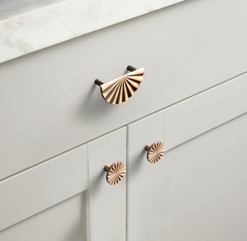Goo-Ki 1.5''(38mm) Dia Brushed Copper Cabinet Knob, Big Zinc Alloy Drawer Knobs with Round Flower Design,Modern Style,6 Pack - color: Brushed Copper, size: 1.5'' Dia Single Hole Knob