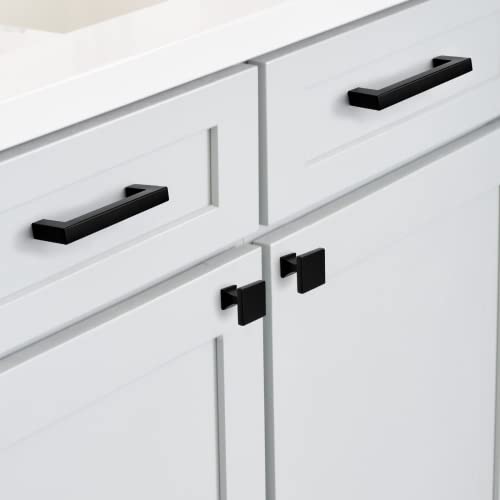 homdiy Black Cabinet Knobs 5 Pack Matte Black Square Cabinet Knobs - color: Black, size: 5 Pack