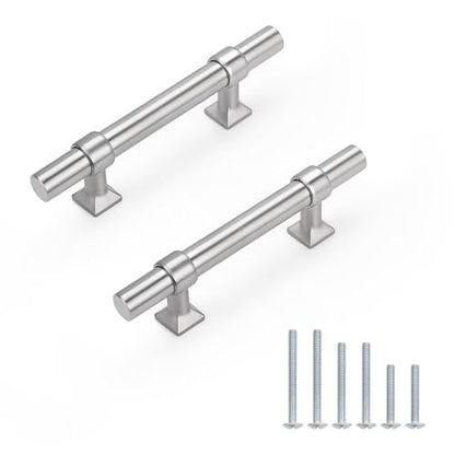 Brushed Nickel Cabinet Pulls 2.5 Inch Hole Centers T Bar 10 Pack - color: Brushed Nickel, size: Hole Centers: 2.5inch
