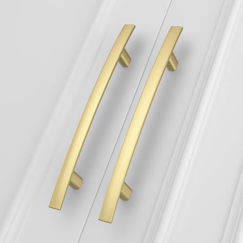homdiy 20 Pack Brushed Gold Cabinet Pulls, Solid Zinc Alloy, 5 Inch CC - color: Matte Gold, size: 5 Inch Hole Center
