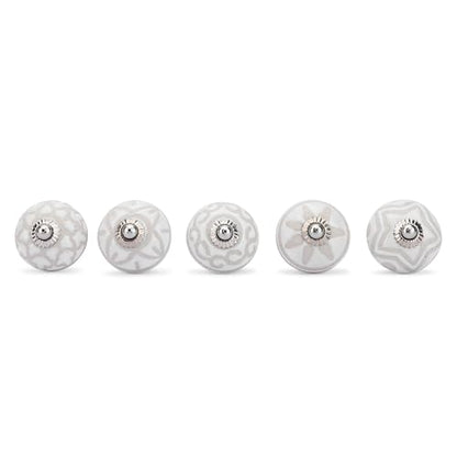 Ajuny White Ceramic Cabinet Knobs Handmade Drawer Pulls Set of 10