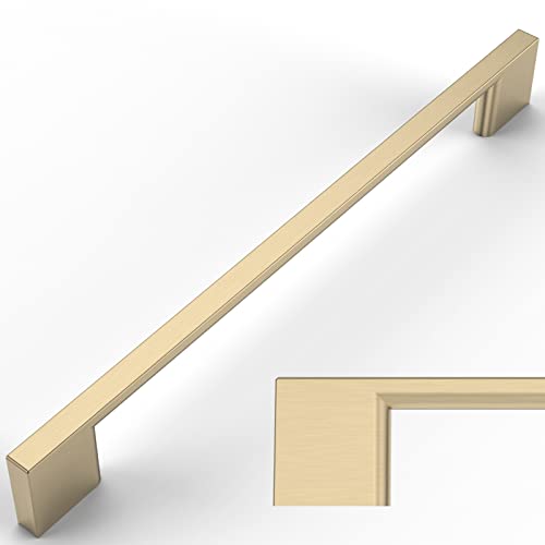 Amerdeco 10 Pack Brushed Brass Cabinet Pulls 10" - color: Brushed Brass, size: 10" hole center