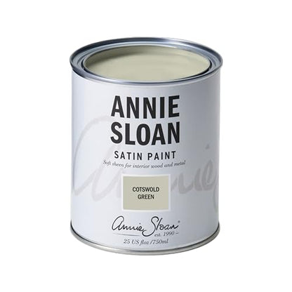 Annie Sloan Satin Paint (Cotswold Green, 25 Fl Oz/750 mL). Soft sheen for interior wood and metal. Self-leveling, all-in-one paint with no wax or lacquer required. - color: Cotswold Green
