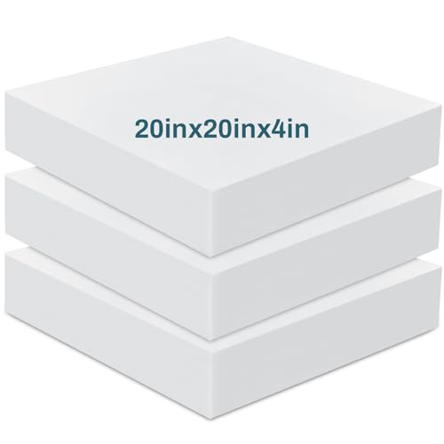 Frienda 3 Pack 4" x 20" x 20" Upholstery High Density Foam Cushion - size: 4 x 20 x 20 Inch