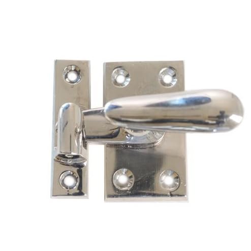 VAN DYKE'S RESTORERS Solid Brass Casement Latch with Lever Handle for Doors and Windows – Antique or Polished Brass, Polished Nickel, or Bronze Finish, Includes Mounting Hardware - color: Polished Nickel