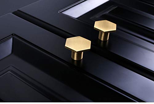 IVAILEX 10 Pack 1.3" Gold Knobs for Cabinets and Drawers, Gold Cabinet Knobs, Pure Solid Brass Knobs, Hexagon Drawer Pulls, Brushed Brass Knobs for Kitchen (34mm/1.3 inch) - color: Gold