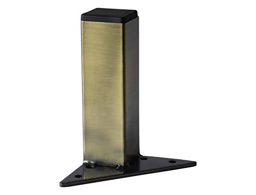 Antique Brass 5 Inch Square Metal Furniture Legs Sofa Couch Cabinet Feet Replacement Bookcase Bathroom Vanity Legs Set of 4 pc