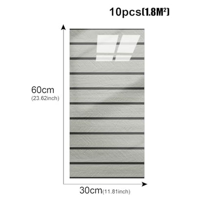 10pcs Wood Grain Grille Peel and Stick Waterproof Wall Panels,Heat-Resistant Backsplash Tile, 23.6"x11.8" PVC Foam Wall Sticker for Kitchen,Living Rooms, Bedrooms TV Walls(Not Real Tile,Grey)