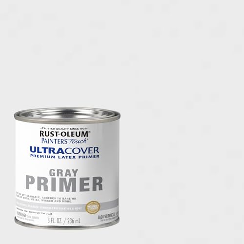 Rust-Oleum Painter's Touch Latex Brush-On Paint, Flat Gray Primer - color: Flat Gray Primer, size: 8 Fl Oz (Pack of 1)