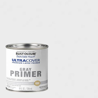 Rust-Oleum Painter's Touch Latex Brush-On Paint, Flat Gray Primer - color: Flat Gray Primer, size: 8 Fl Oz (Pack of 1)