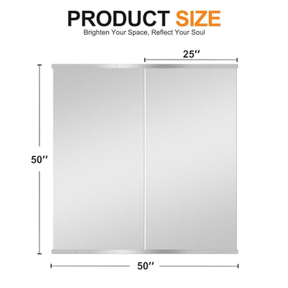 Delma Home Gym Mirror, 50''x25''x2PCS Silver Wall Mounted - size: 50''x25''x2PCS