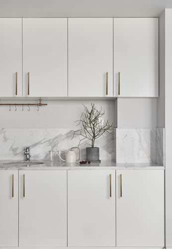 20 Pack 8 Inch Champagne Cabinet Pulls Square Drawer Handles Champagne Bronze Cabinet Hardware Cupboard Handles Modern Stainless Steel Kitchen Cabinet Handles - color: Champagne, size: 8 inch hole centers