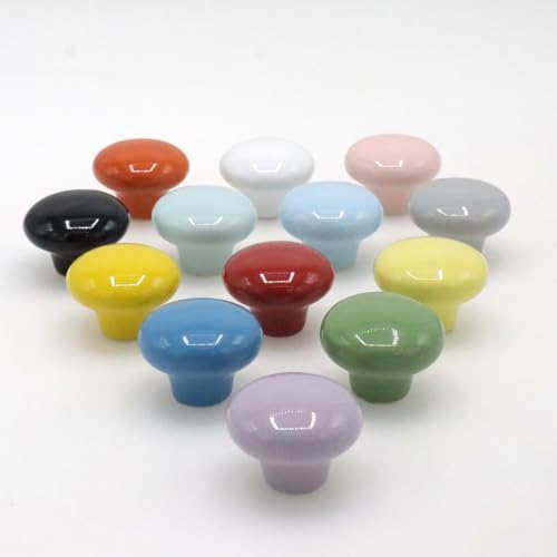 10-Pack Ceramic Cabinet Knobs Sky Blue 32mm Round Drawer Pull - color: Sky Blue