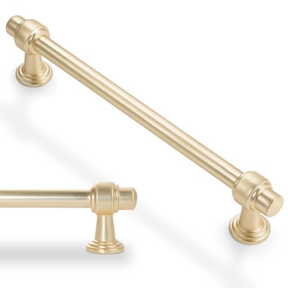 10 Pack 6-1/4 Inch Kitchen Cabinet Handles Brushed Brass Cabinet Pulls Zinc Alloy Drawer Pulls Solid Kitchen Hardware - color: Brushed Brass, size: 6-1/4'' Hole Center(160mm)
