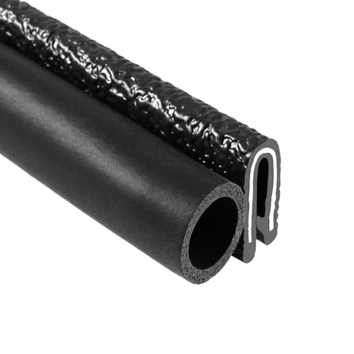 TRIM-LOK Trim Seal, Edge Trim with Side Bulb, Fits 0.437-Inch Bulb, 1/16-Inch Edge, 9/16-Inch Leg, 25-Foot Length, Black Pebble Finish, Flexible PVC Plastic Trim with EPDM Rubber Weather Stripping - style: 0.437" Bulb, 1/16" Edge, 9/16" Leg, 25 Feet