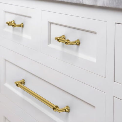 10 Pack Vibrant Brushed Moderne Brass Cabinet Pulls 3 Inch(76mm) Heavy-Duty Solid Kitchen Cabinet Handles Cabinet Hardware Drawer Pulls - color: Vibrant Brushed Moderne Brass, size: 3" Hole Center