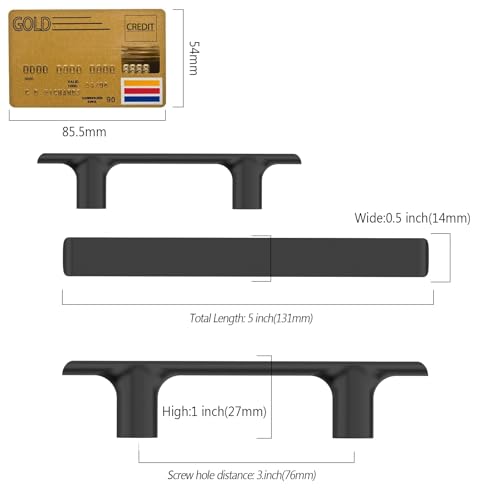 Amerdeco 10 Pack Matte Black Cabinet Pulls, 3 Inch(76MM) Hole Centers, Kitchen Cabinet Handles, Zinc, Black - color: Matte Black, size: 3"/76MM, style: 10 Pack