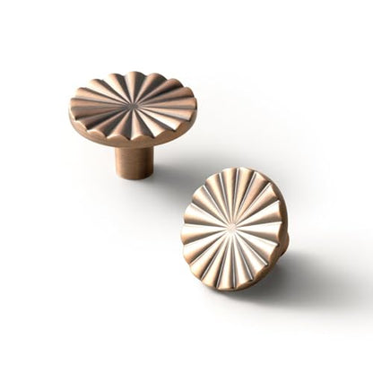 Goo-Ki 1.5''(38mm) Dia Brushed Copper Cabinet Knob, Big Zinc Alloy Drawer Knobs with Round Flower Design,Modern Style,6 Pack - color: Brushed Copper, size: 1.5'' Dia Single Hole Knob