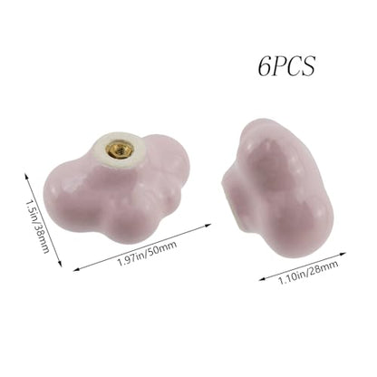 Dnyta 6 Pcs Clouds Shaped Ceramic Knobs Glossy Ceramic Pulls Drawer Knobs - style: Light Pink,Clouds Shaped