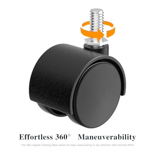 1.5 Inch Furniture Stem Casters Set of 4, Threaded Stem Diameter 5/16" Plastic Caster Wheels, Black Swivel Small Castors with T-Nuts, for Table, Cabinet, Storage Rack - style: 1.5 inch