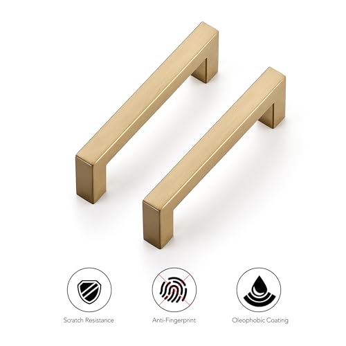 Ravinte Champagne Bronze Square Pulls Cabinet Handles,4 Inch,30 Pack - color: Champagne Bronze, size: 4 Inch Hole Center