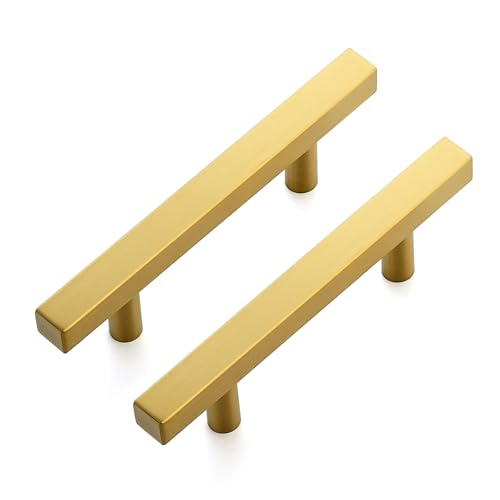 Ravinte Hardware Gold Cabinet Handles Drawer Pulls 3 Inch CC 25 Pack - color: Gold Square T-Shaped, size: 3" Hole Center