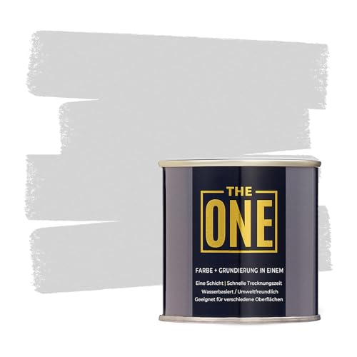 THE ONE All-In-One Paint & Primer - Light Grey Satin, 8.5 Fl Oz/250ml | 1 Coat Formula | Easy Indoor & Outdoor Decorating for Home & Garden Walls, Floors & Furniture | Water-Based & Low VOC - color: Light Grey, size: 8.5 Fl Oz (Pack of 1)