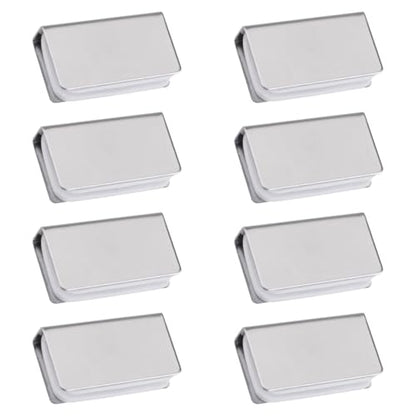 8Pcs Magnetic Catch Clamp Metal Adjustable Frameless Magnetic Strike Plates Rectangular Push Clamps Silver Latch Clips Glass Cabinet Latch Replacement Parts - color: Silver, size: 8pcs