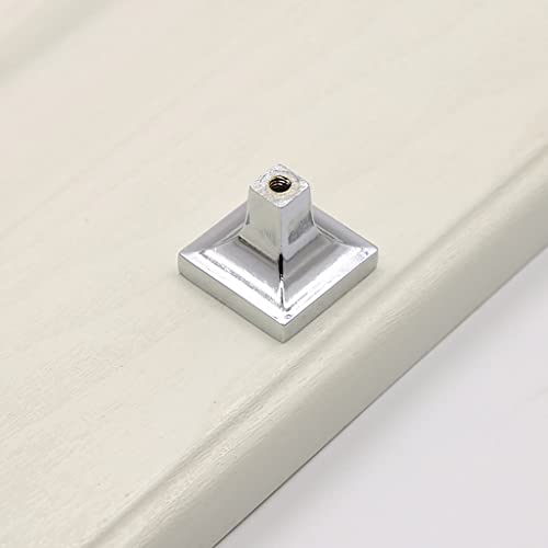 6Pcs Square Crystal Glass Dresser Drawer Knobs Handles Pulls,Modern Decorated Shiny Cabinet Konbs Zinc Alloy Pulls Handles for Cupboard Wardrobe Dresser Doors (Single Hole, Silver, 6 Pack) - size: Square Single Hole