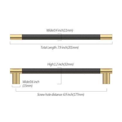 Asidrama 10 Pack 7 Inch(177mm) Knurled Black and Gold Kitchen Cabinet Handles,Cabinet Pulls Kitchen Cabinet Hardware Cupboard Handles Drawer Handles Dresser Pulls 4496 - color: Black-Gold, size: 7" Hole Center(177mm)